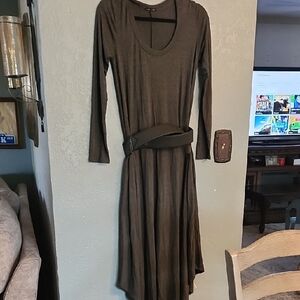 Sweet Claire Long Sleeve Dress in Dark Brown Belt Not Incuded